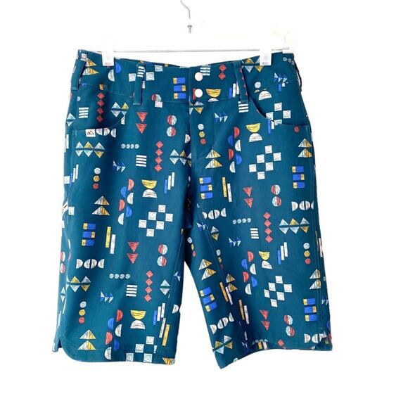 wild rye Pants - Wild Rye Kaweah Cycle Short Teal Blue Geometric Print size 6 women’s